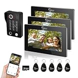 Conexión de 4 hilos ANJIELO SMART Videoportero de 3 unidades, monitor con pantalla táctil de 7' y timbre con cable 1080P