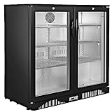 METRO Professional Refrigerador de bebidas GBC1002, 200 L, 2 puertas, 6 estantes, cristal de seguridad, con cerradura, negro