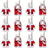 GUDOTRA 12pcs Cubiertos Tenedores Bolsa Cocina Traje Cubiertos Cuchillos Bolsas para Decoración Navidad (Traje de Santa Claus)