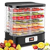 Deshidratador MEYKEY de acero inoxidable, deshidratador con 8 compartimentos 400W, secador para frutas, carnes y hierbas con hojas deshidratantes de silicona antiadherentes, 30-70°C, temporizador 72h