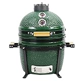 YNNI KAMADO TQ0015GR - Kamado independiente de 15.7 pulgadas, parrilla, verde, barbacoa, cerámica, huevo, ahumador, TQ0015GR