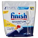 Finish Quantum All in 1 - Pastillas para lavavajillas Limón, 22 pastillas