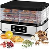 Zeegma Dry Chef - Deshidratador de Alimentos 500W, 6 Bandejas Expansibles, Termostato Ajustable 35-70°C, Temporizador 72h, Sistema de Circulación de Aire, Ideal para Frutas, Verduras, Setas y Carne