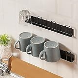 HQahnekme 2 piezas Tazas Soportes ​montado en la pared,taza de café de rack sin Perforación,estante de taza con 4 estantes de taza,Tazas Soportes Para cocina, Sala de estar, Oficina (negro)