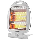 Mesko MS7710 Estufa Eléctrica de Cuarzo Bajo Consumo Portátil, Calefactor Baño Infrarrojos, Radiador 2 Lámparas Halógenas, 2 Niveles Temperatura, Sistema Seguridad, 400 / 800W