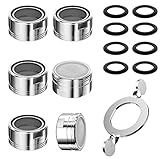 Fousenuk 6 piezas Aireador Grifo Plata, Filtro Grifo M24 Lavabo con 8 Juntas y 1 Llave, Boquilla Grifo Ahorro de Agua Adaptador Filtro Grifo para Lavabo de baño y Fregadero de cocina