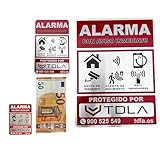 Pack Total Carteles alarma. NO PARECE REAL, LO ES. Autorizado uso TDLA. Cartel Zona Videovigilada - Señal Aviso Policia - Carteles Disuasorios - Interior Y Exterior - Tamaños 28X21CM-14X9CM-8X6CM