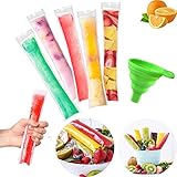 200 bolsas para paletas de popsicle, sin BPA, bolsas con un embudo para yogur, helados, helados, regalos para invitados (5 x 22 cm)