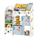 SONGMICS Organizador de Juguetes y Libros para Niños, Estantería de Almacenamiento Multifuncional con 2 Cajas, Gran Capacidad, Tema Universal, para Dormitorio, Salón, Blanco GKR42WT