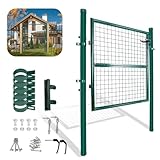 Peviasot Puerta de jardín para valla de barra, verde, 150 x 100 cm, puerta de jardín, valla de malla con cerradura, puerta para jardín, puerta de jardín de metal con valla