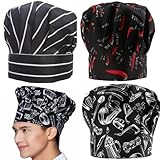 zhongguoqiaomao 3 Pcs Gorros de Cocinero Gorro de Cocinero Unisex Gorro de Chef en Algodón Gorra de Chef Transpirable Ajustable Apto para Adultos Hornear Cocina en casa Escuela y Restaurante