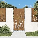 Tidyard Puerta de jardín Acero,Puerta para Valla,Puerta Exterior de Jardín,Cancela Barrera Valla Verja,Patio Entrada Exterior,Robusta y Duradera Acero corten Oxidado diseño Hierba 85x175 cm