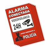 Vinilo Alarma Conectada - Cartel Zona Videovigilada - Pegatinas Aviso Policia - Carteles Disuasorios - Interior Y Exterior - 21 x 30 cm - Adhesivo alarmas videovigilancia - Resistente Y Duradero (5)