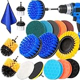 YOCOLE 20 Piezas Cepillo Taladro, 8 Cepillos Electrico Giratorio Limpieza Hogar, Juego de Atornillador Inalámbrico Drill Brush para Llantas, Coche, Baño, Alfombras, Suelos, Azulejos