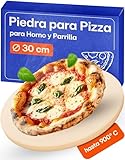 Praknu Piedra para Pizza Horno Redondo 30cm - Piedra Refractaria para Parrilla de Gas y Barbacoa - Piedra de Cordierita Refractaria para una Masa Crujiente