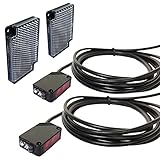 STBTECH Pack de 2 sensores de barrera luminosa, montaje en pared interior NPN (NO o NC conmutable) reflectante, espejo reflexión N con cable de 2 m, placa reflectora, 2 m de distancia de inducción