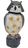 JAPITELSA | Búho Espantapájaros, Búho Protector de Plantas y Control de Aves, Tamaño Grande 44 cm, Gira la Cabeza sin Necesidad de Pilas | Rellenable de Agua o Arena para su Estabilidad