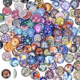 100 Baldosas de Vidrio de Colores Mixtos de 12mm - Mosaicos Redondos de Cristal para Joyería y Decoración - Serie Floral