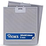VIOKS 2 filtros para campana extractora, 305 x 267 x 9 mm, repuesto para campana extractora AЕG 405525042/9 Elica GRI0009219A KIT0010805 Filtro de grasa para campana extractora de metal Whirlpоol