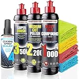 Juego de abrillantadores para coche Menzerna: Menzerna Heavy Cut Compound 1000 + Medium Cut Compound 2200 + Super Finish 3500 + Ceramic Spray Sealant Protection 100ml + 4 paños de microfibra 40x40cm