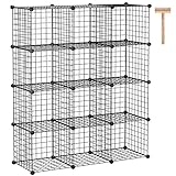 C&HOGAR Almacenamiento de Cubos de Alambre, Estante Modular para Libros, Armario Ideal para Dormitorio, Oficina 36.6 Pulgadas de Largo x 12.4 Pulgadas de Ancho 48.4 Pulgadas de Alto Negro