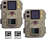 Bolyguard Cámara de Vigilancia para Caza 37MP 2.7K HD, 940 NM Sin Flash LED, Doble Pack con Tarjetas SD de 32GB, Color Marrón