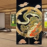 LIGICKY Cortina Japonesa noren Estilo japonés para Puerta de Puerta con diseño de dragón Chino Tradicional Volando en la Nube, Cortina divisora de habitación para Cocina Sushi, 85 x 150 cm
