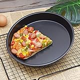 Wifehelper Molde para Pizza, Bandeja Redonda para Horno, Herramientas para Hornear, Plato Antiadherente, Molde de Acero Al Carbono, Bandeja para Hornear Pizza para Hornear, Alfombrilla (9 Pulgadas)
