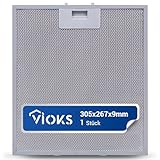 VIOKS Filtro de campana extractora 305 x 267 x 9 mm de repuesto para AEG 405525042/9 Elica GRI0009219A KIT0010805 - Filtro de grasa para campana extractora de metal/metal campana Whirlpool Elica AEG