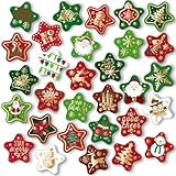 MORCART 30 imanes de Navidad para nevera, diseño de estrella de Feliz Navidad, decoración de refrigerador para lavavajillas, taquilla, pizarra blanca, gabinetes, aula, oficina, cubículo