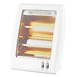 UBOON - Calefactor Halógeno Pequeño, Estufa Eléctrica de Cuarzo Portátil, 2 Niveles de Temperatura, Bajo Consumo, Calentamiento Rápido, Ideal para Baño, Sistema de Seguridad (Cuadrado)