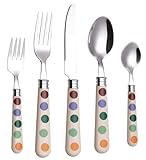 EXZACT Juego de Cubiertos de 20 Piezas con Lunares, Acero Inoxidable Pulido Espejo, Servicio para 4: Cuchillos, Tenedores, Tenedores de Ensalada, Cucharas y Cucharillas – Apto para Lavavajillas